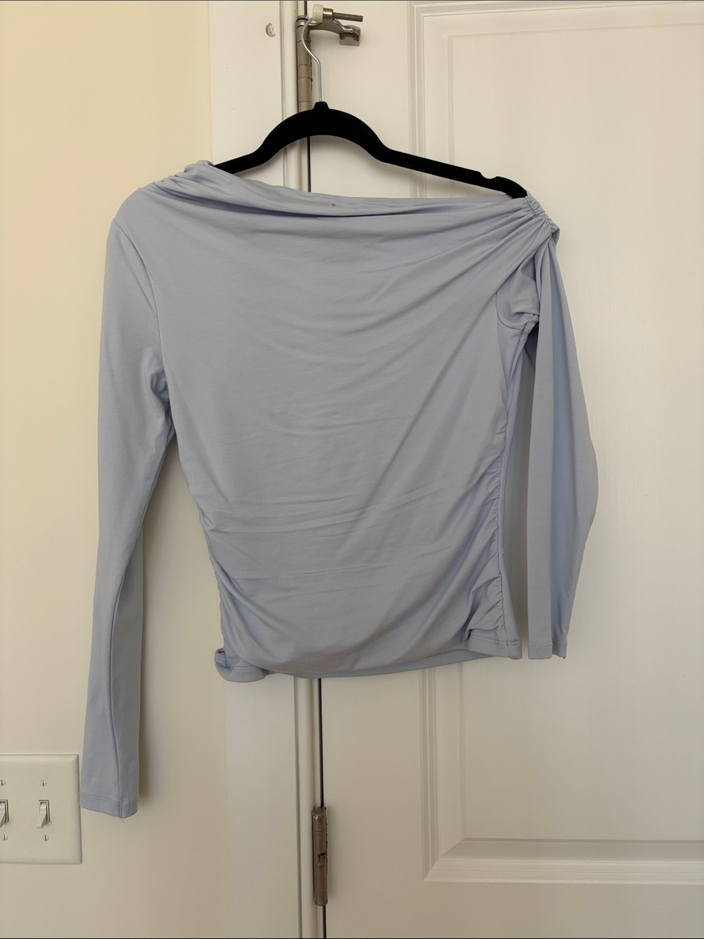 NWOT Abercombie Off-Shoulder Long Sleeve Top in Light Blue